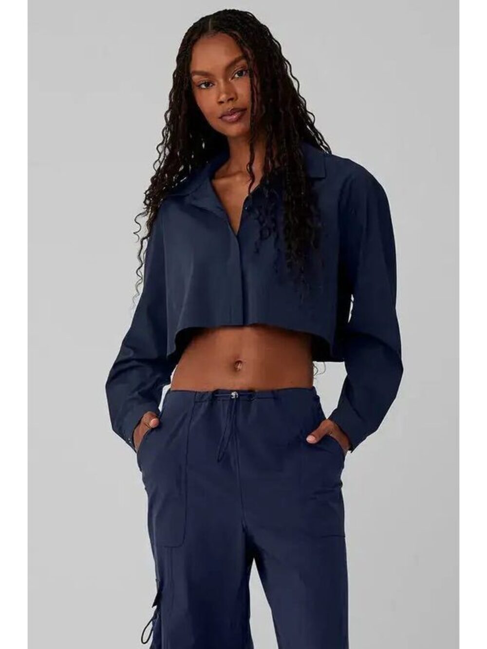 Alo Yoga Cropped Take Me Out Button Up Jacket - Picture 1 of 3